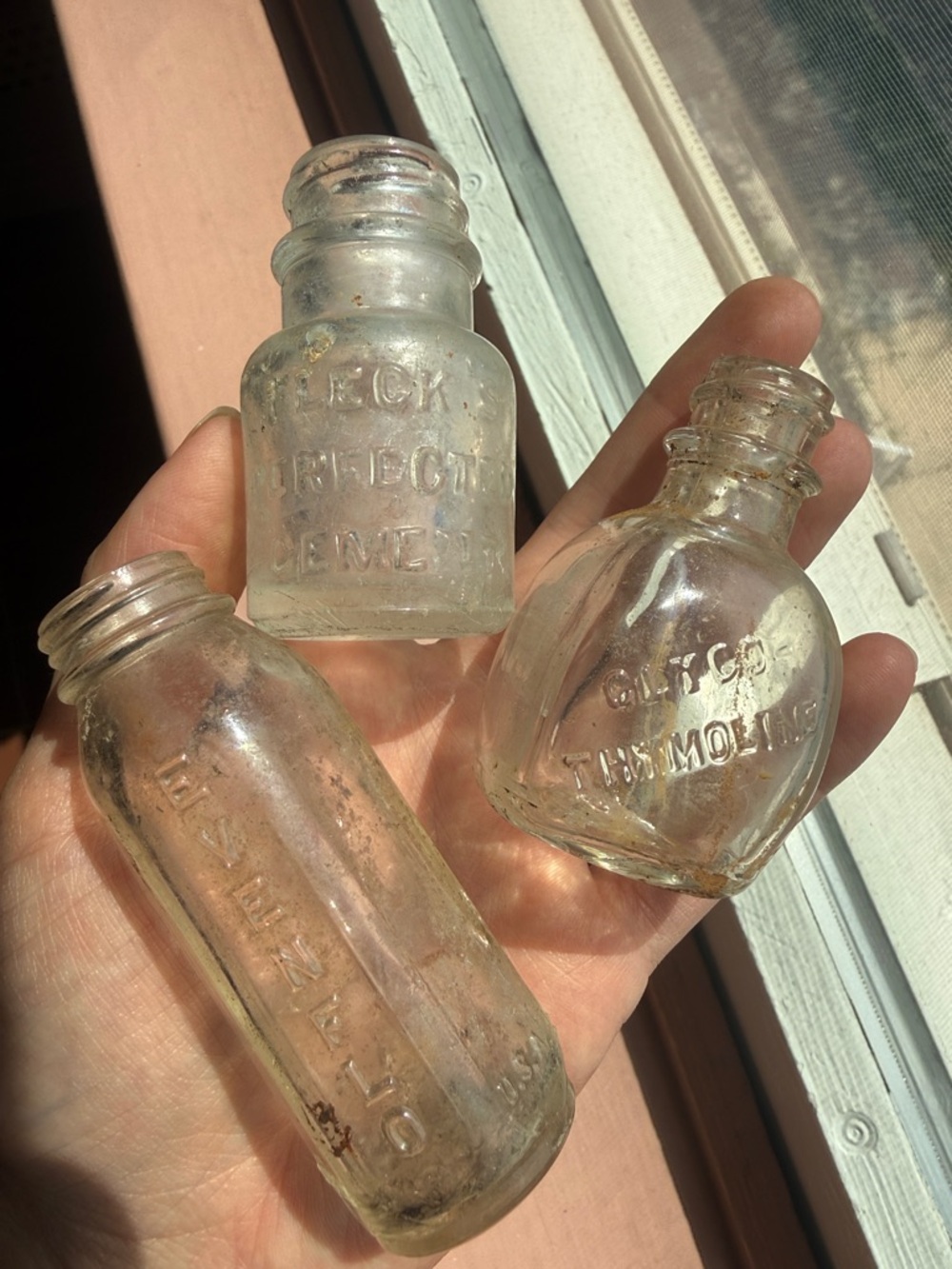 Vintage antique embossed medicine baby bottle clear bottles